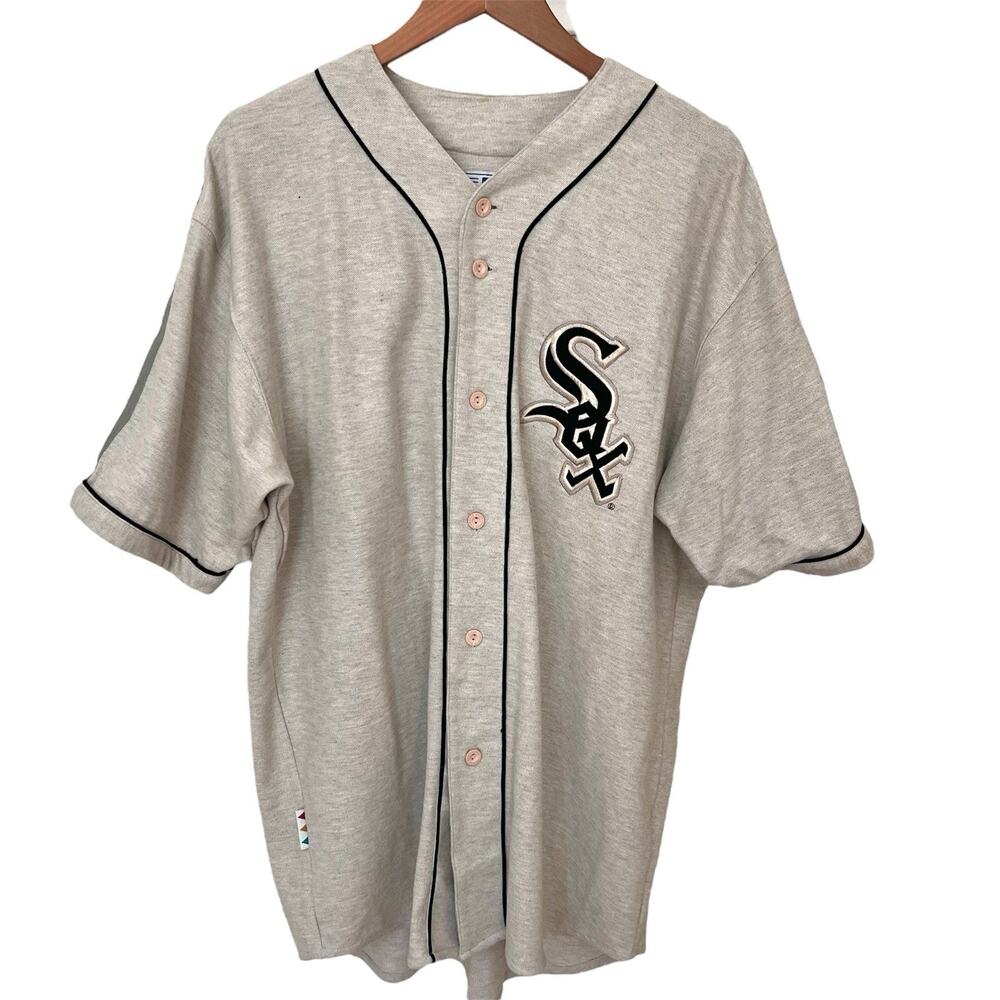 Vintage Chicago White Sox Baseball Jersey Shirt Mirage 90s MLB Gray Button Up